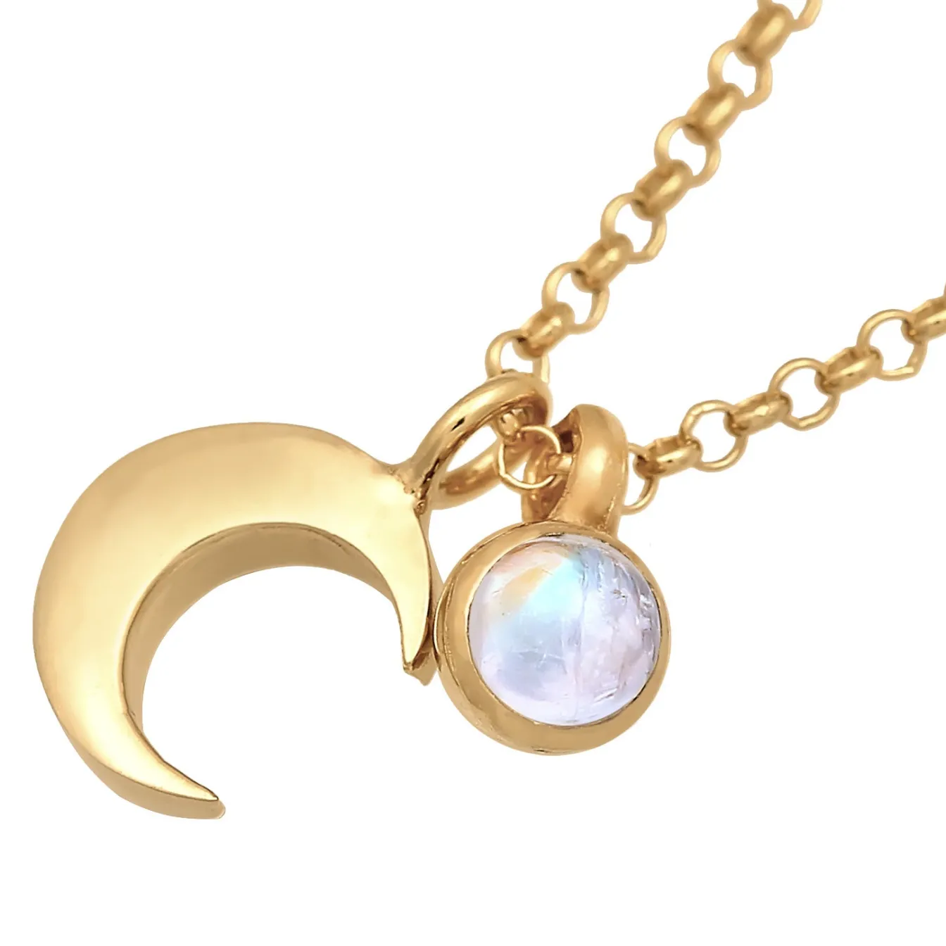 Elli "Choker Halbmond | Mondstein (Weiß)< Symbol-schmuck|Halsketten