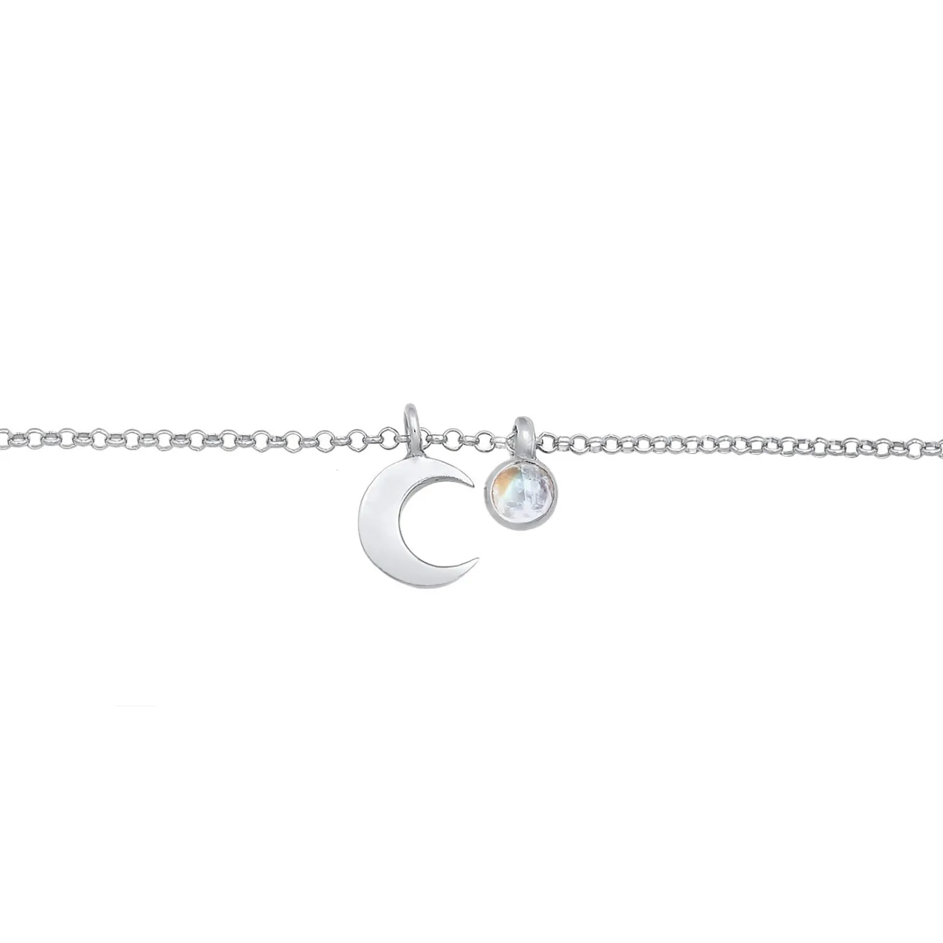 Elli "Choker Halbmond | Mondstein (Weiß)< Symbol-schmuck|Halsketten