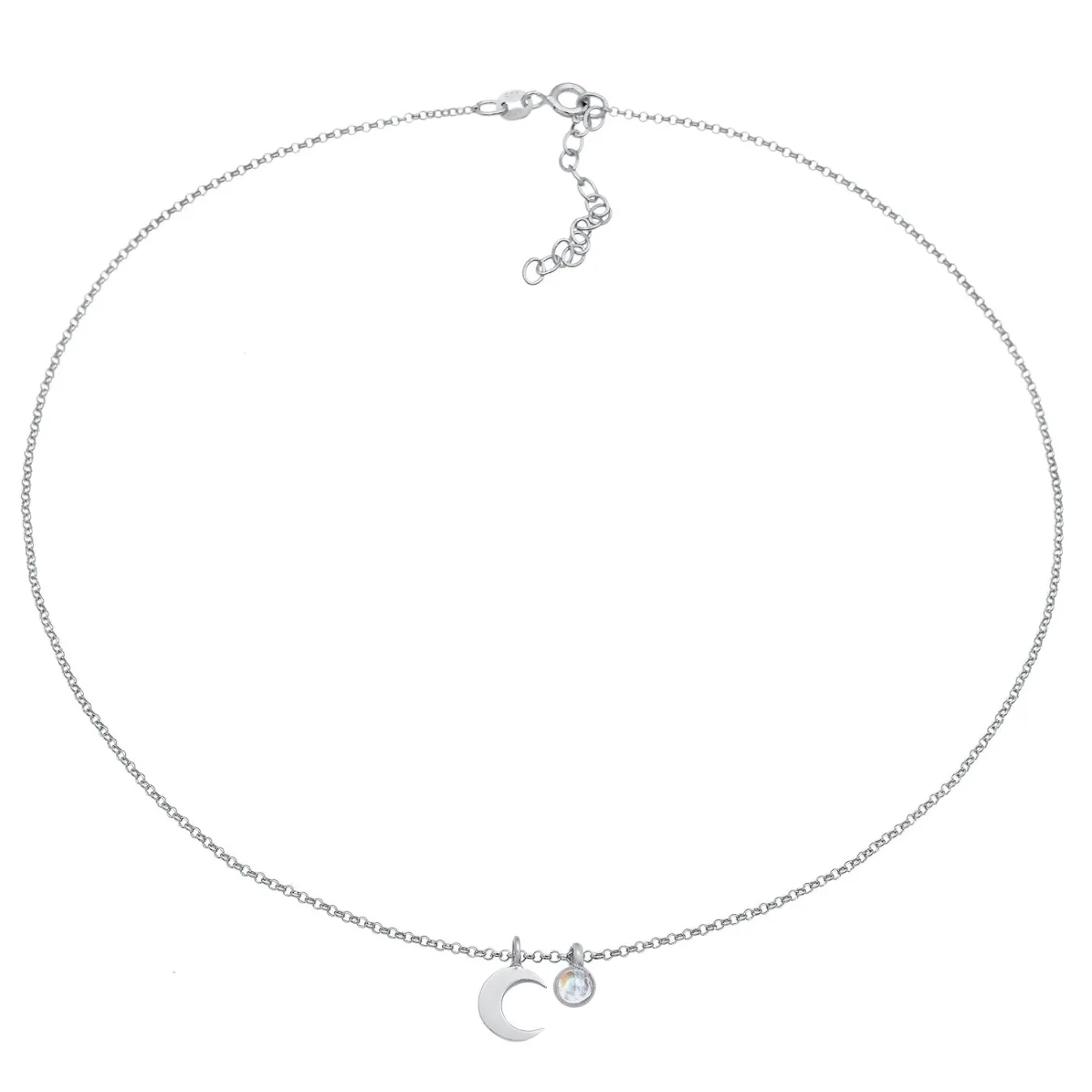 Elli "Choker Halbmond | Mondstein (Weiß)< Symbol-schmuck|Halsketten
