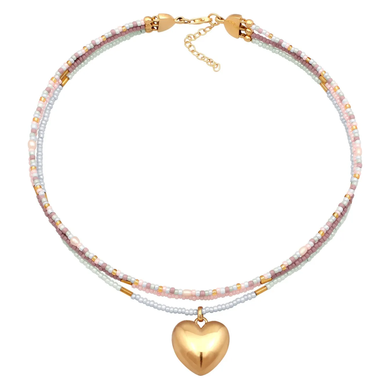 Elli "Choker Herz Beads| Süßwasserzuchtperlen< Symbol-schmuck|Herz-schmuck