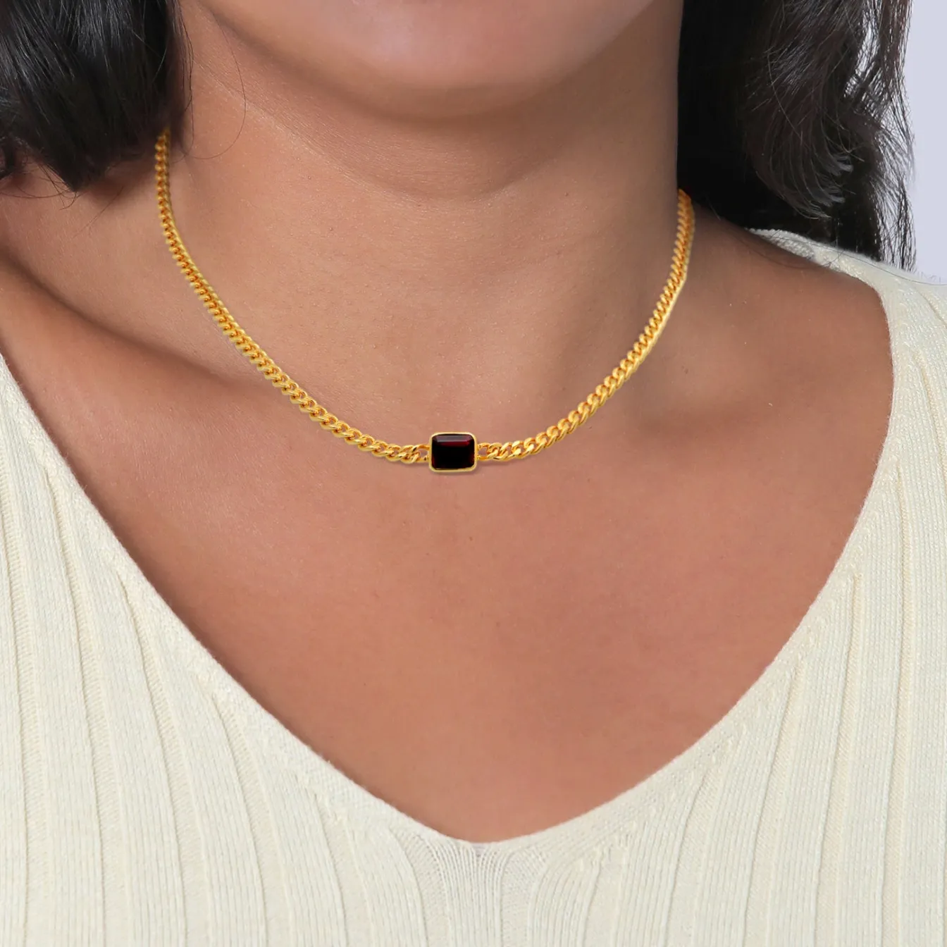 Elli "Choker Klassisch | Granat (Dunkelrot)< Halsketten|Vergoldet
