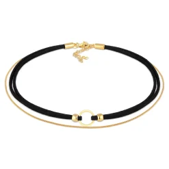 Elli "Choker Kreis | Kunstleder< Halsketten|Silber