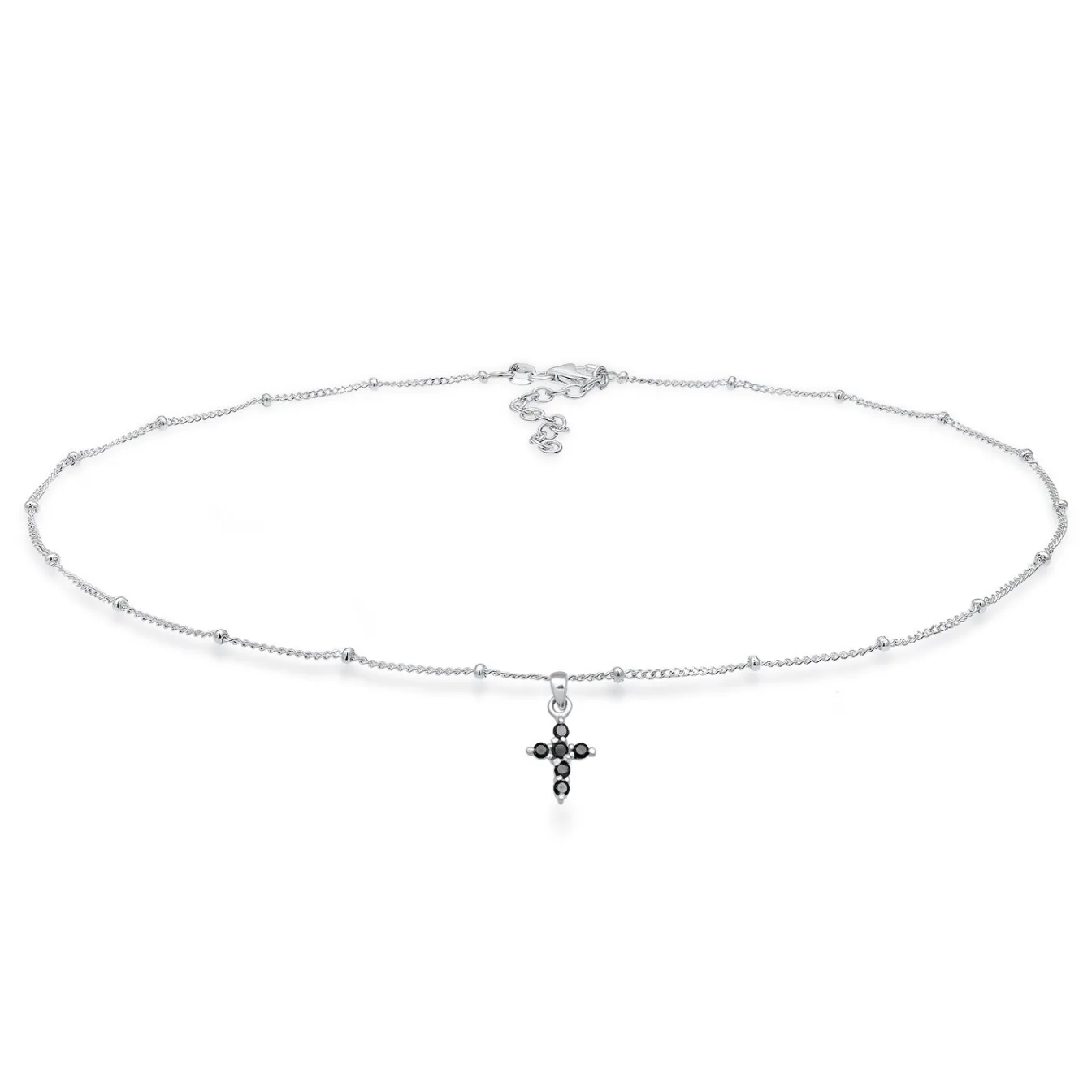 Elli "Choker Kreuz | Zirkonia (Weiß)< Symbol-schmuck|Halsketten