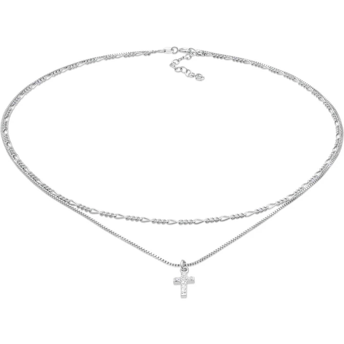 Elli "Choker Kreuz Anhänger | Zirkonia (Weiß)< Symbol-schmuck|Halsketten