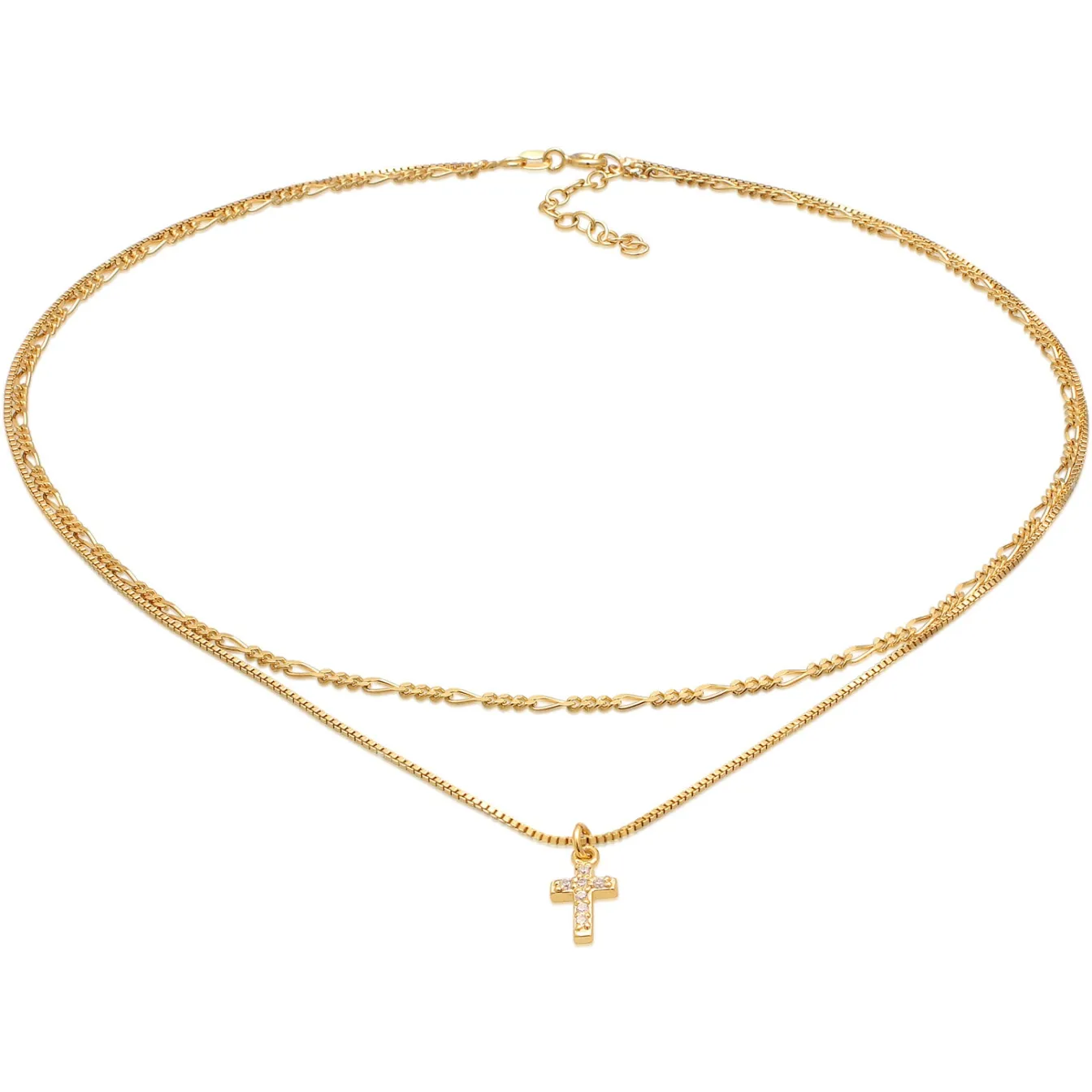 Elli "Choker Kreuz Anhänger | Zirkonia (Weiß)< Symbol-schmuck|Halsketten
