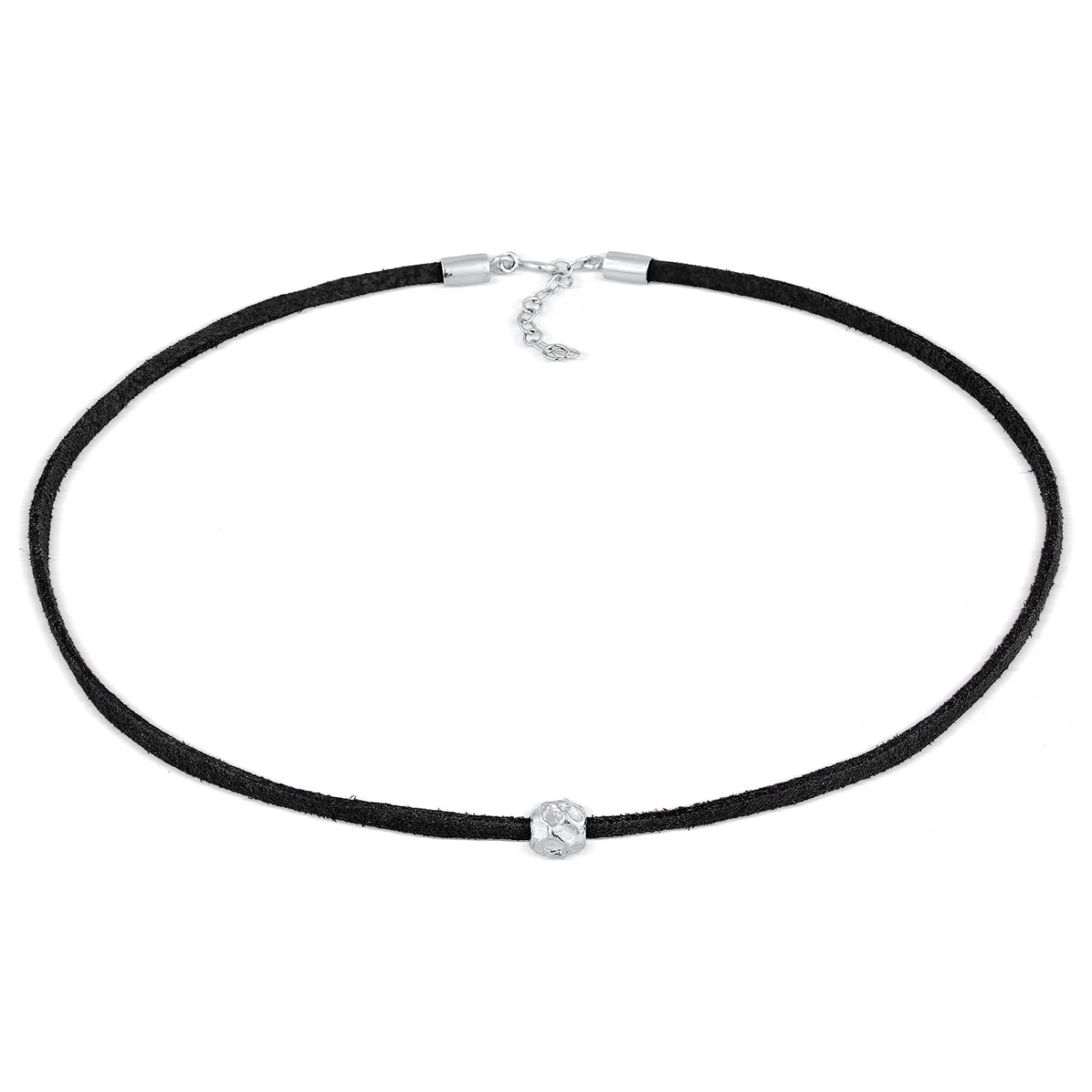Elli "Choker Kugel | Kunstleder (Schwarz)< Halsketten|Silber