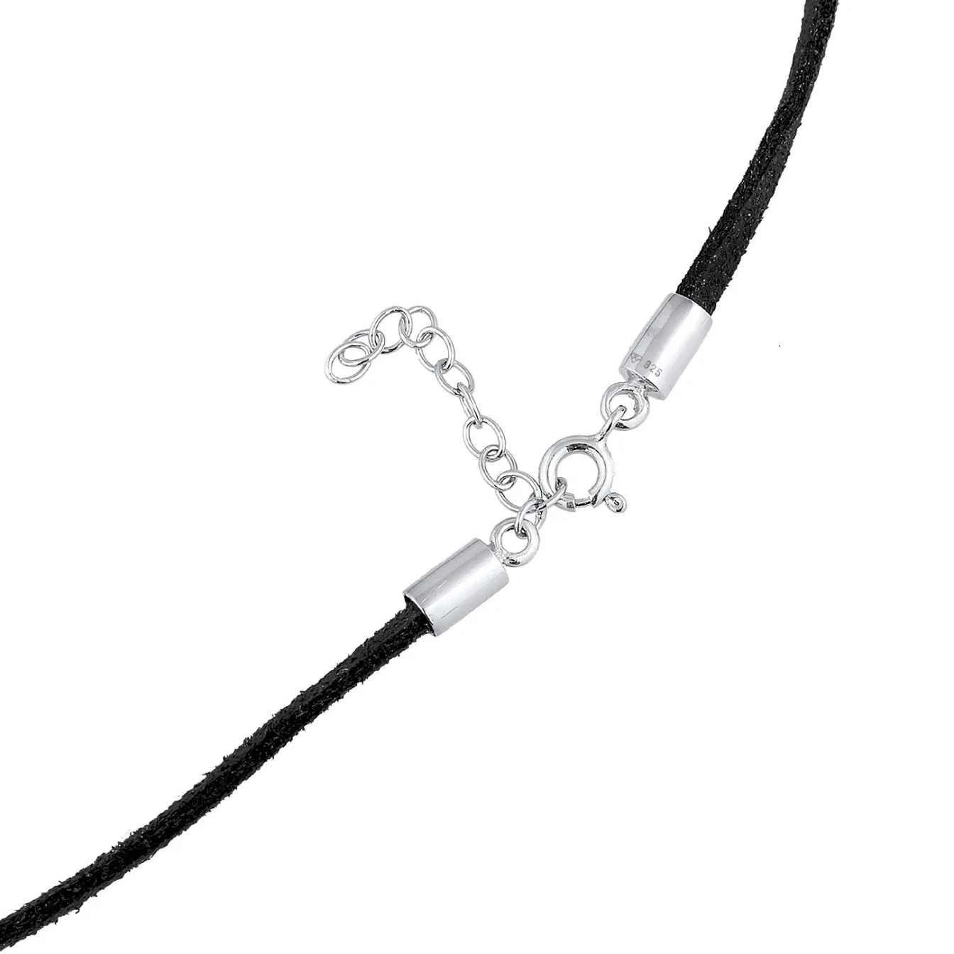 Elli "Choker Kugel | Kunstleder (Schwarz)< Halsketten|Silber
