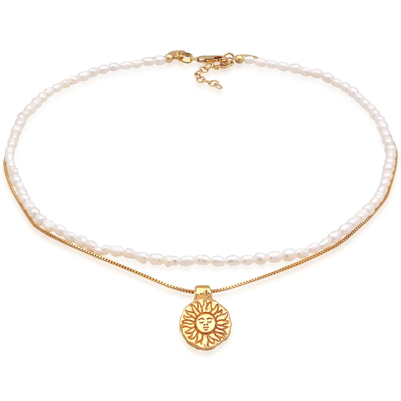 Elli "Choker Layer Sonne Süßwasserperlen 925 Silber< Symbol-schmuck|Perlen