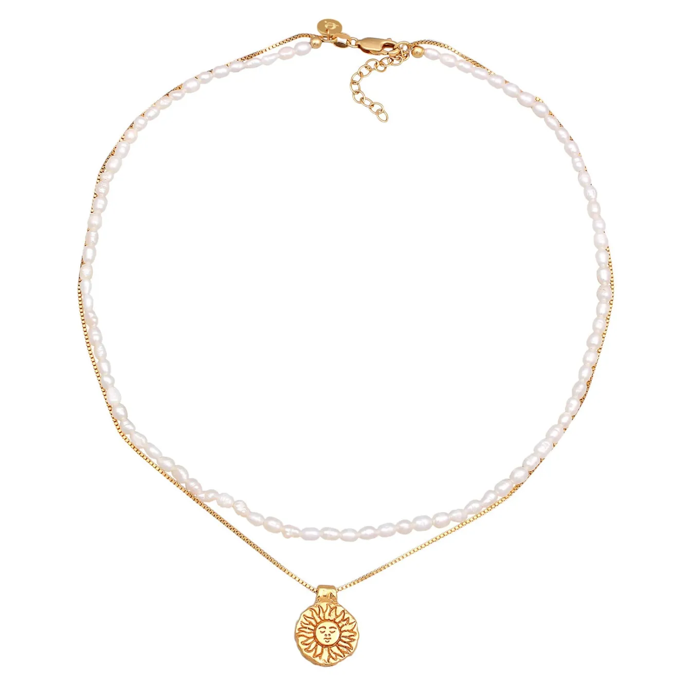 Elli "Choker Layer Sonne Süßwasserperlen 925 Silber< Symbol-schmuck|Perlen