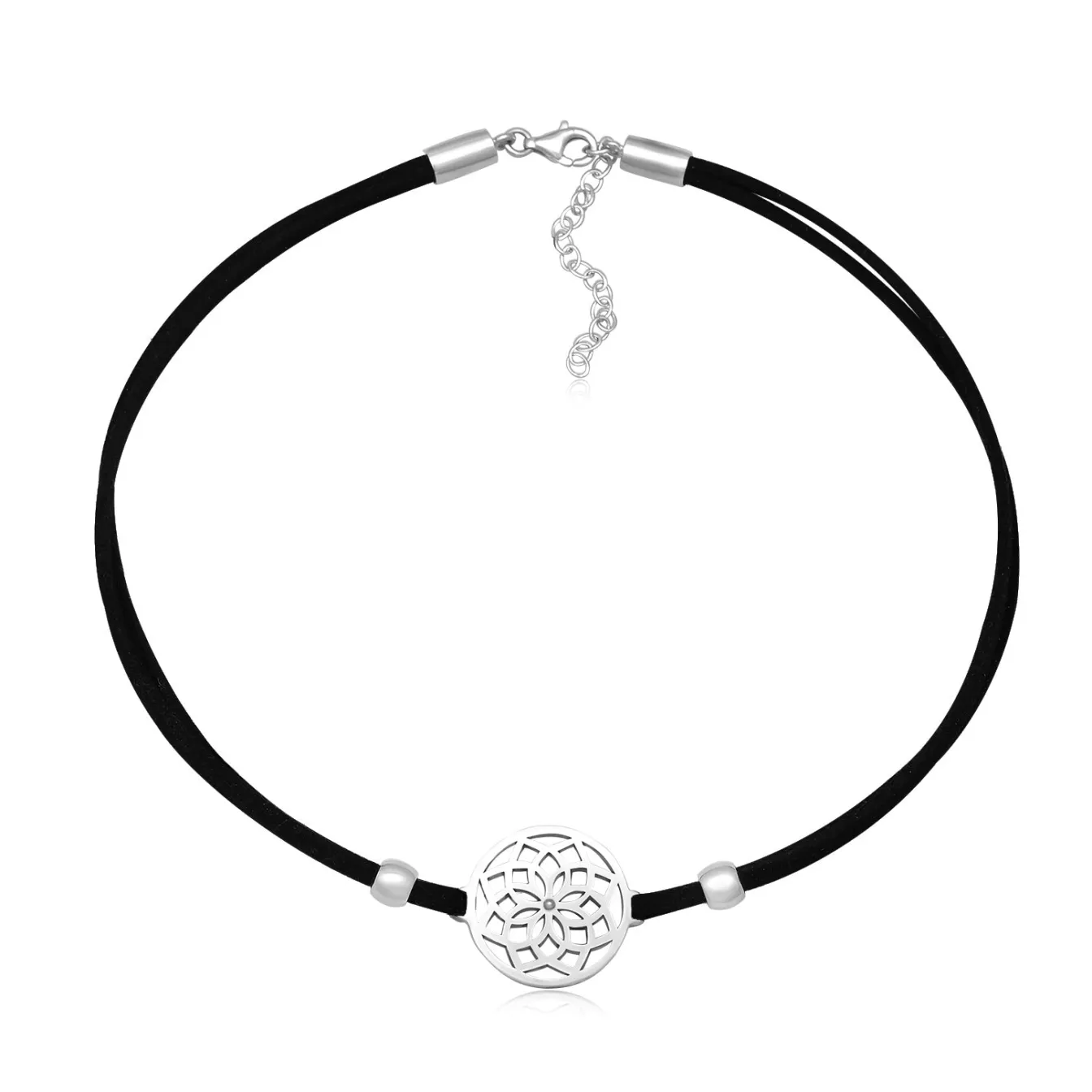 Elli "Choker Lebensblume | Textilband< Symbol-schmuck|Halsketten