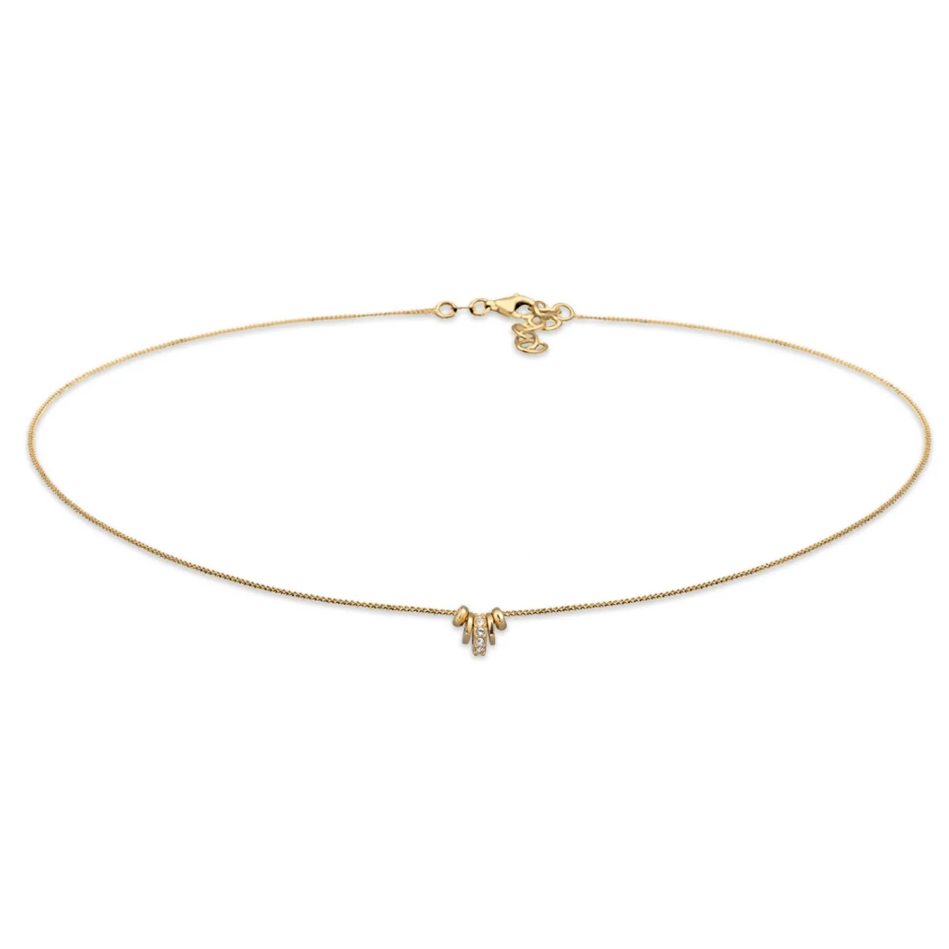 Elli "Choker mit Anhänger | Glas Kristalle (Weiß)< Vergoldet|Halsketten