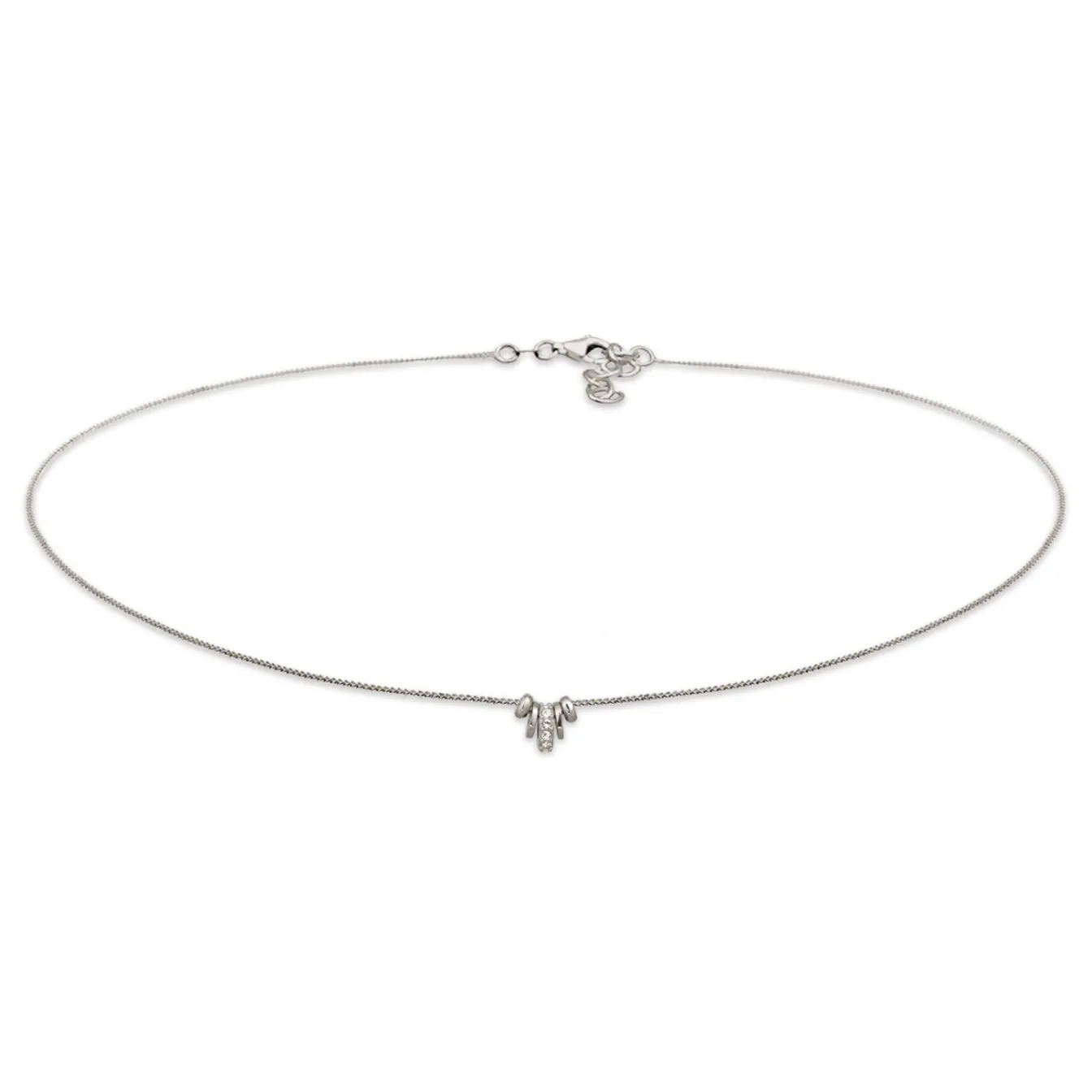 Elli "Choker mit Anhänger | Glas Kristalle (Weiß)< Vergoldet|Halsketten