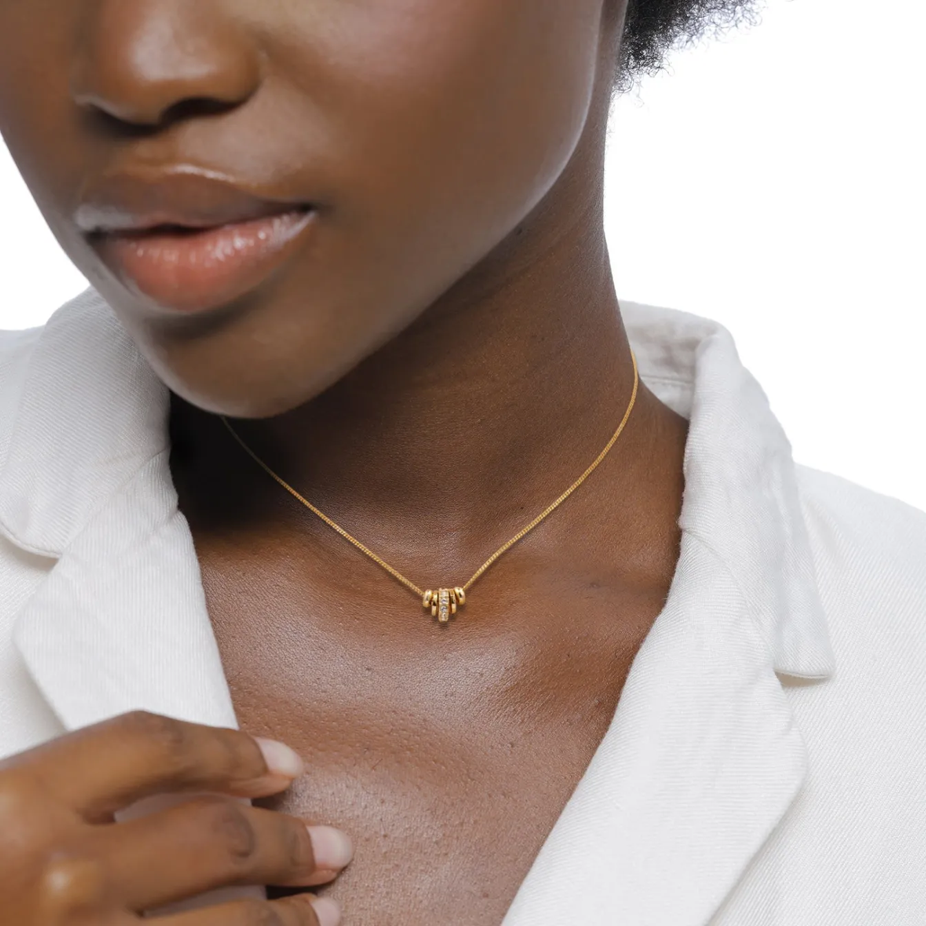 Elli "Choker mit Anhänger | Glas Kristalle (Weiß)< Vergoldet|Halsketten