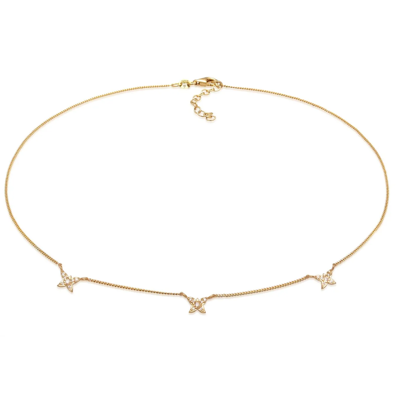 Elli "Choker Schmetterling | Zirkonia (Weiß)< Halsketten|Vergoldet