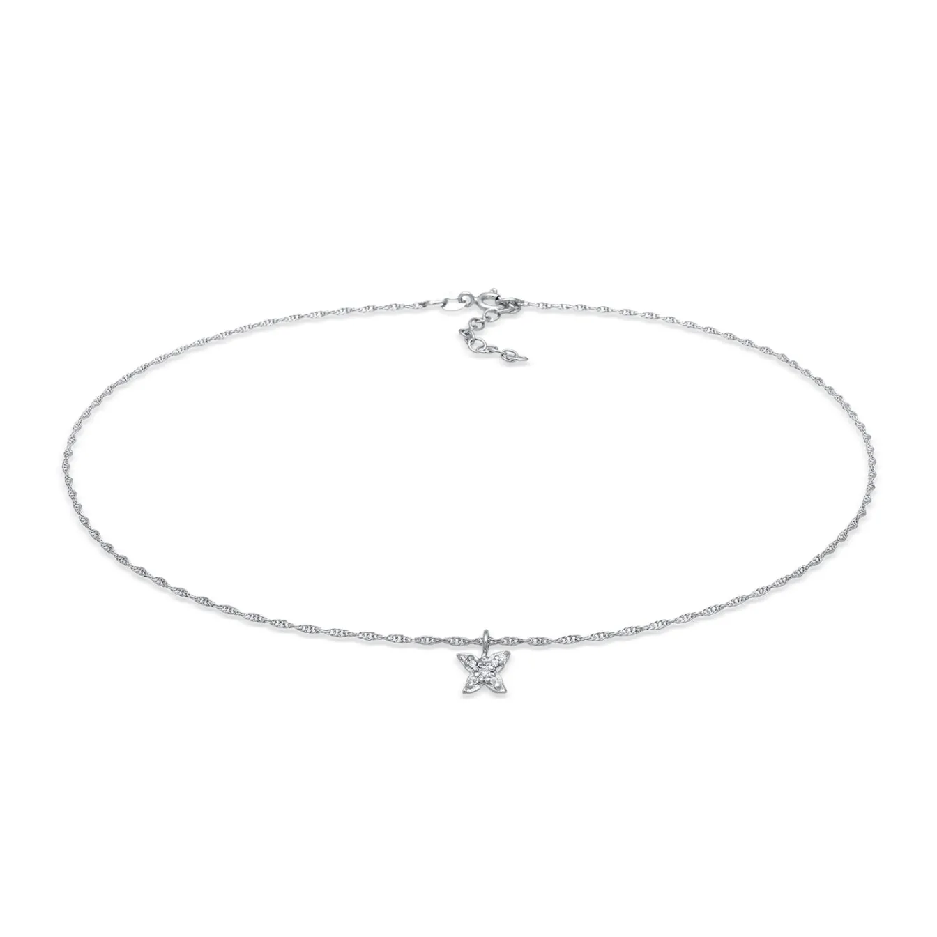 Elli "Choker Schmetterling Anhänger | Zirkonia (Weiß)< Halsketten|Vergoldet