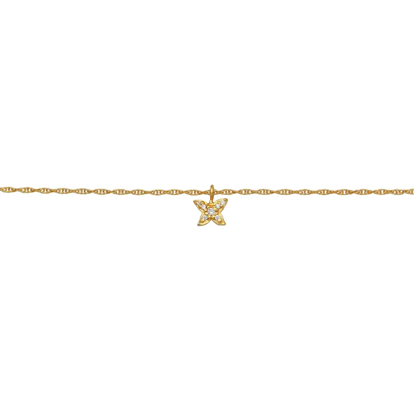 Elli "Choker Schmetterling Anhänger | Zirkonia (Weiß)< Halsketten|Vergoldet