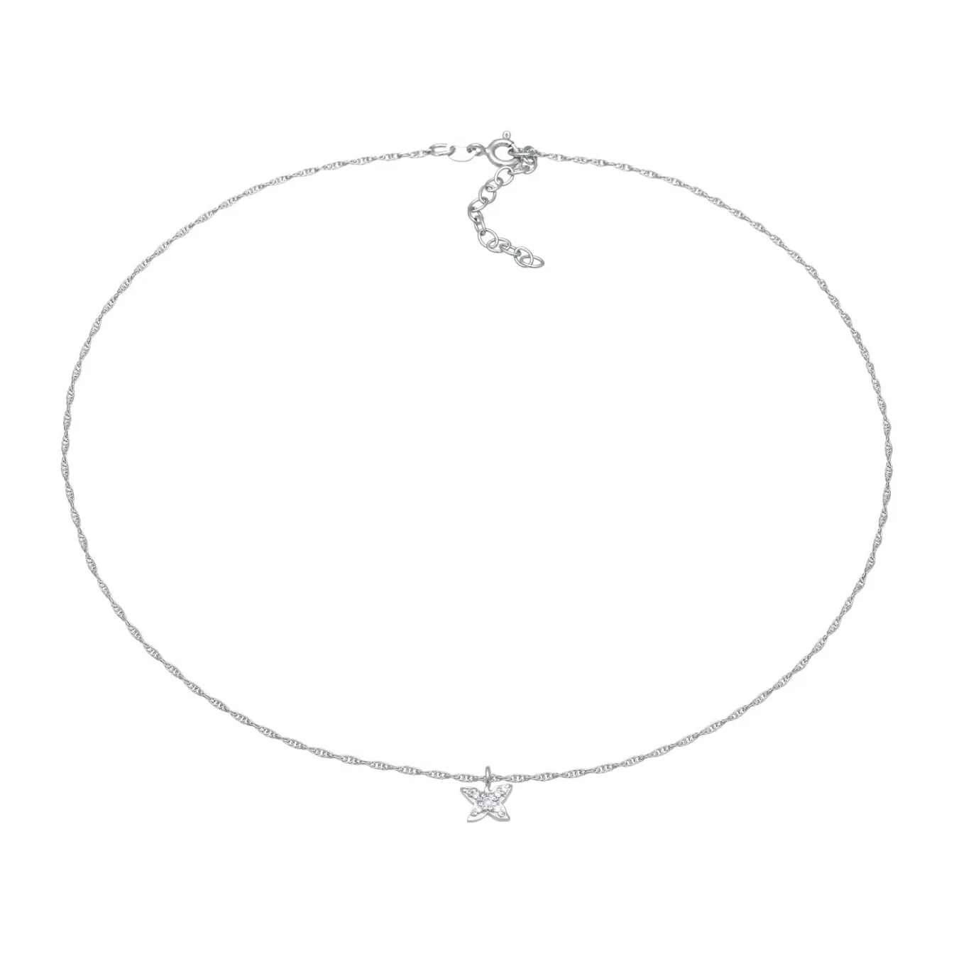 Elli "Choker Schmetterling Anhänger | Zirkonia (Weiß)< Halsketten|Vergoldet