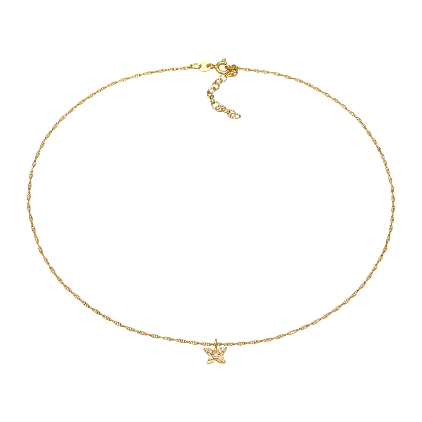 Elli "Choker Schmetterling Anhänger | Zirkonia (Weiß)< Halsketten|Vergoldet