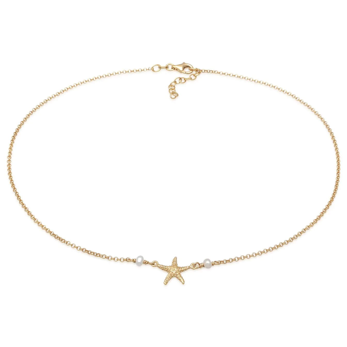 Elli "Choker Seestern | Süßwasserzuchtperle< Vergoldet|Symbol-schmuck