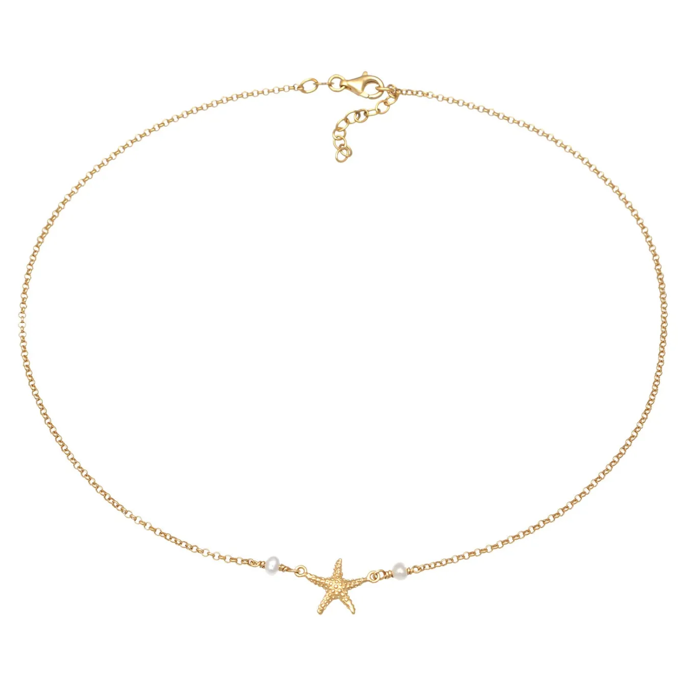 Elli "Choker Seestern | Süßwasserzuchtperle< Vergoldet|Symbol-schmuck
