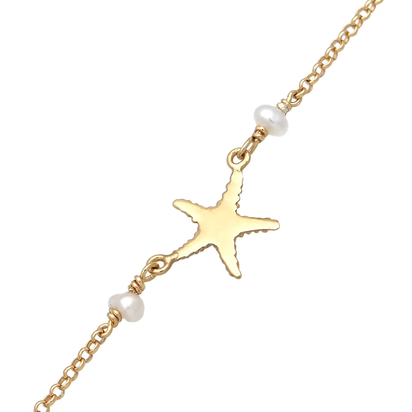 Elli "Choker Seestern | Süßwasserzuchtperle< Vergoldet|Symbol-schmuck