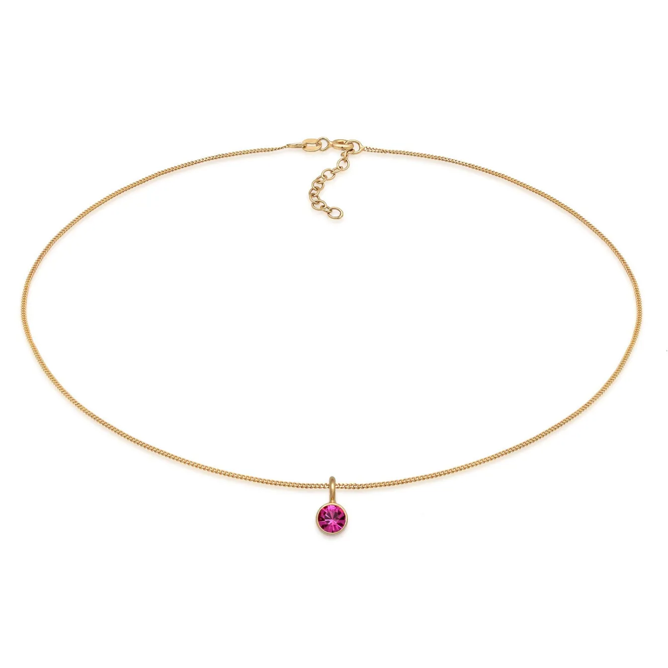 Elli "Choker Solitär | Kristall (Rot)< Vergoldet|Halsketten
