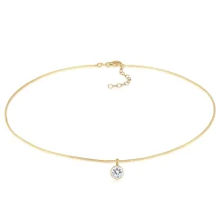 Elli "Choker Solitär | Kristall (Weiß)< Silber|Halsketten