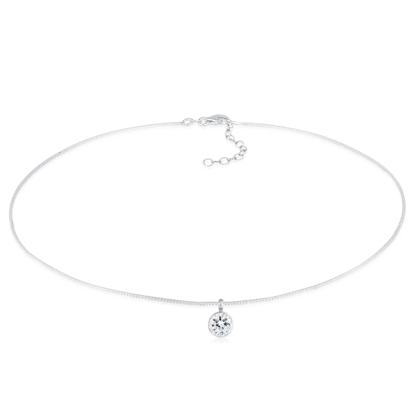 Elli "Choker Solitär | Kristall (Weiß)< Silber|Halsketten