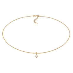 Elli "Choker Solitär | Opal (Weiß)< Halsketten|Vergoldet