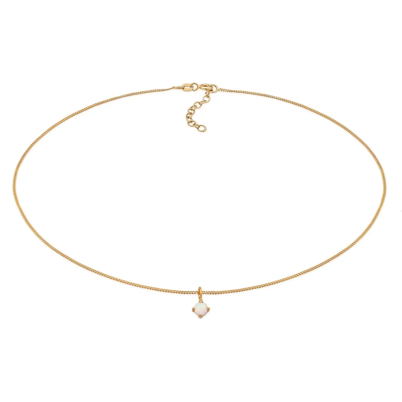 Elli "Choker Solitär | Opal (Weiß)< Halsketten|Vergoldet