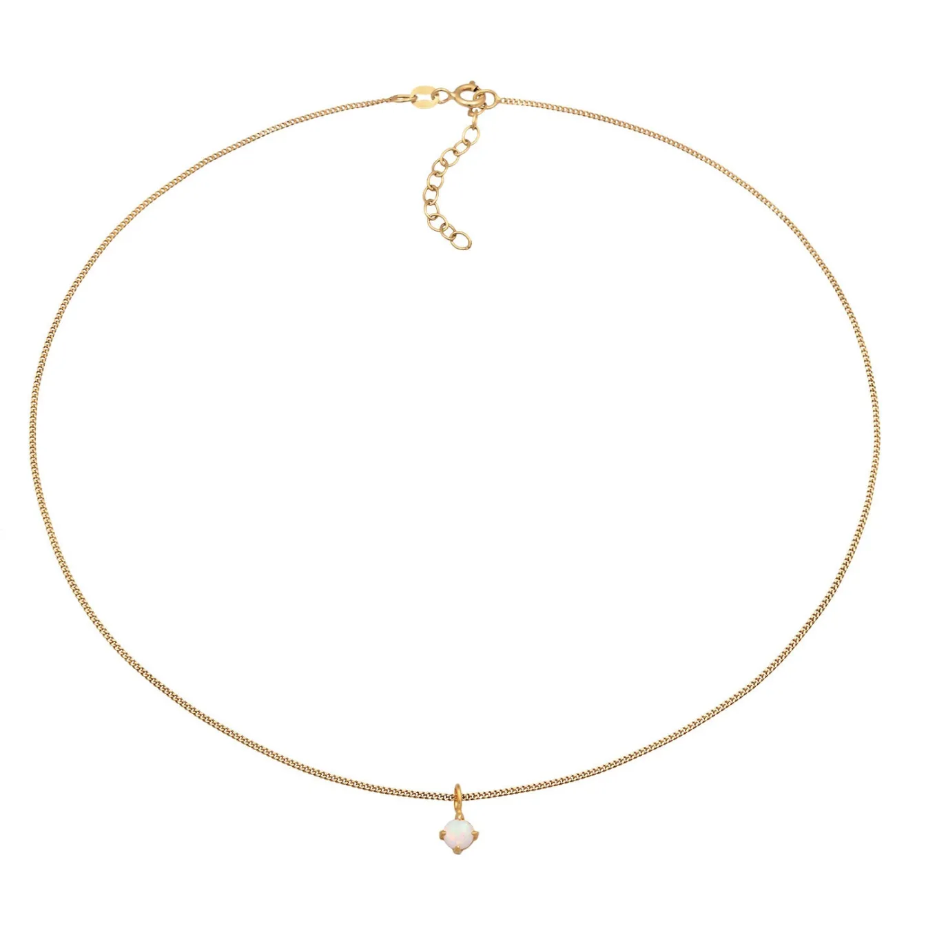 Elli "Choker Solitär | Opal (Weiß)< Halsketten|Vergoldet