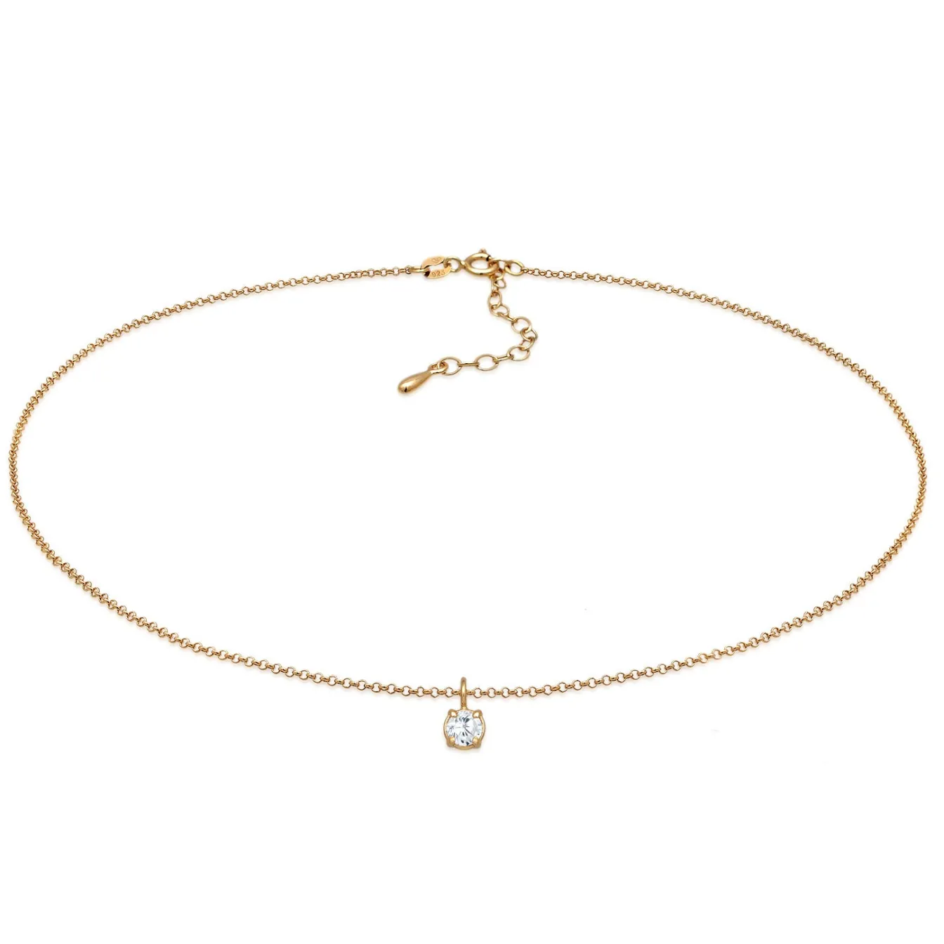 Elli "Choker Solitär | Zirkonia (Weiß)< Roségold|Halsketten