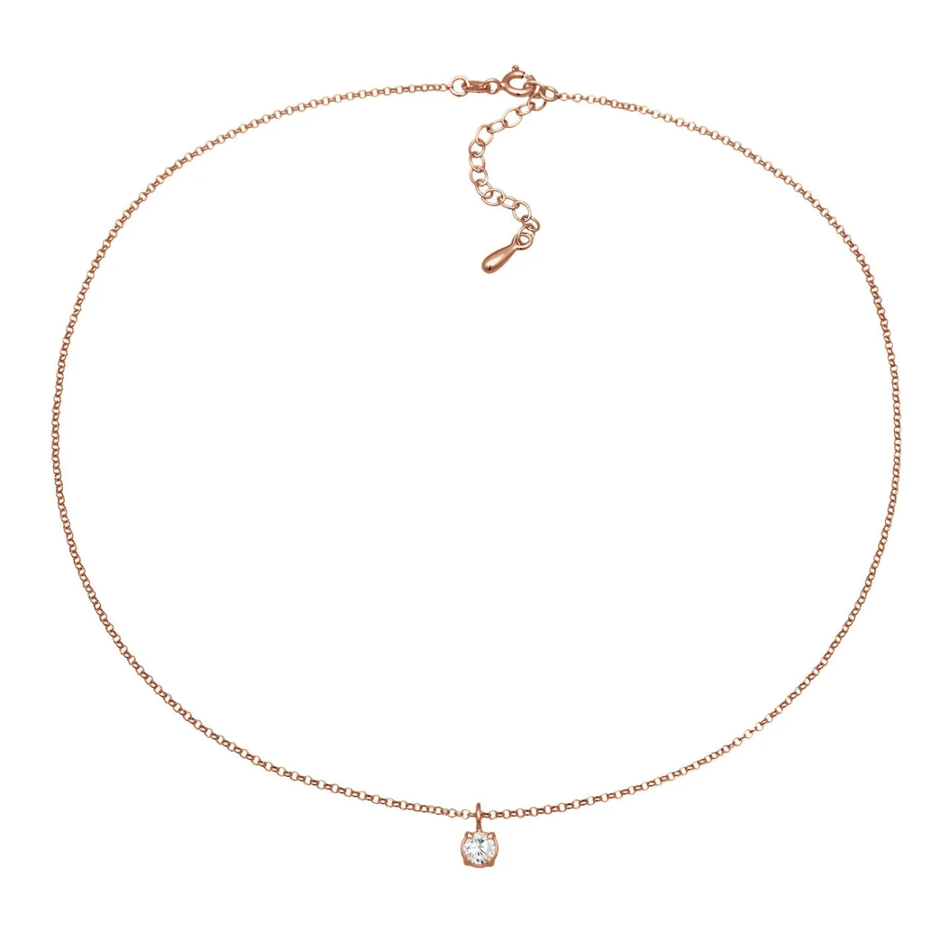 Elli "Choker Solitär | Zirkonia (Weiß)< Roségold|Halsketten