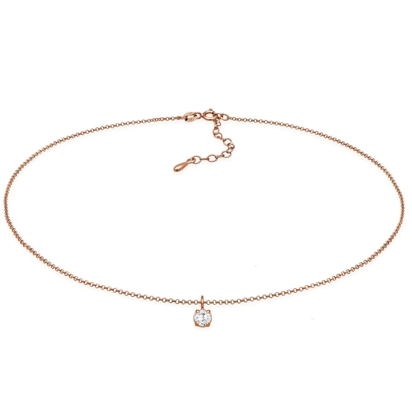 Elli "Choker Solitär | Zirkonia (Weiß)< Roségold|Halsketten