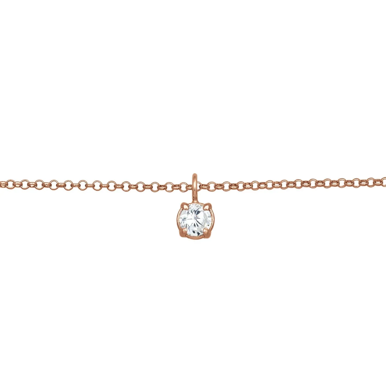 Elli "Choker Solitär | Zirkonia (Weiß)< Roségold|Halsketten