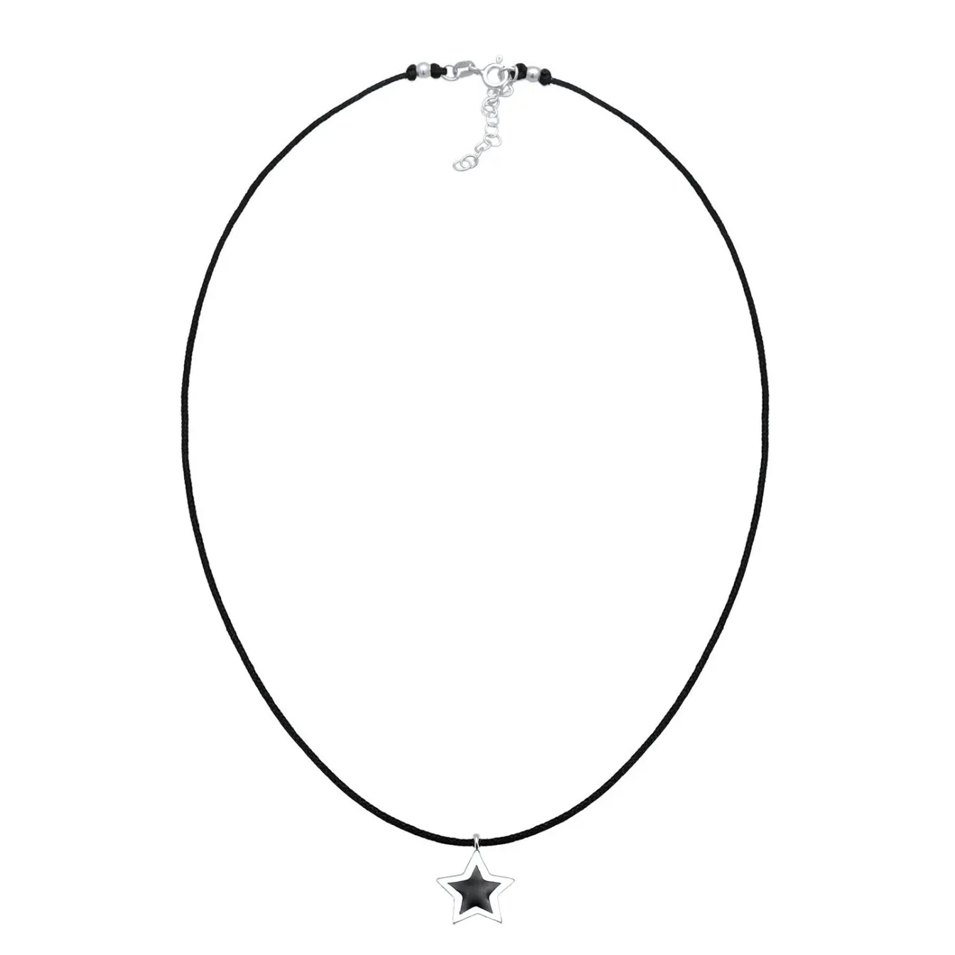Elli "Choker Stern | Emaille, Textil< Halsketten|Silber