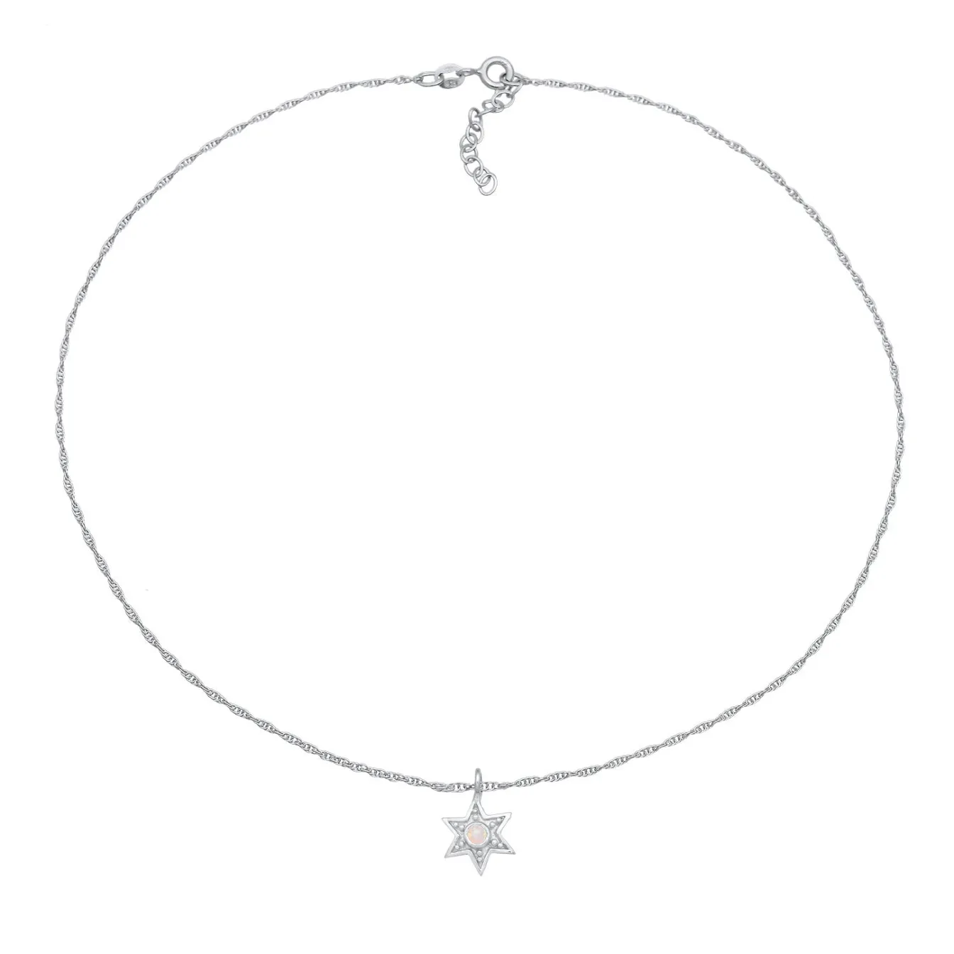 Elli "Choker Stern | Opal (Weiß)< Halsketten|Silber