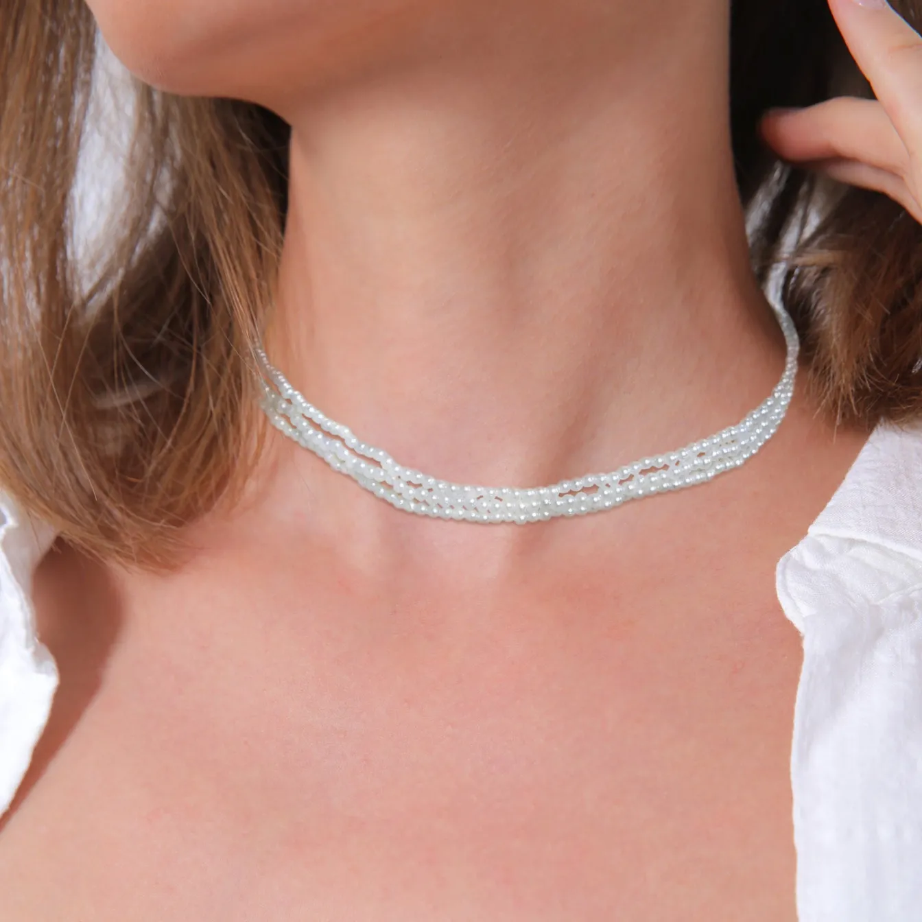 Elli "Choker Trend 3-lagig | Synth. Perlen< Hochzeit|Perlen