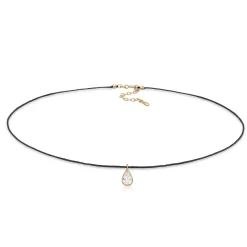 Elli "Choker Tropfen | Kristall (Schwarz), Nylon< Halsketten|Vergoldet
