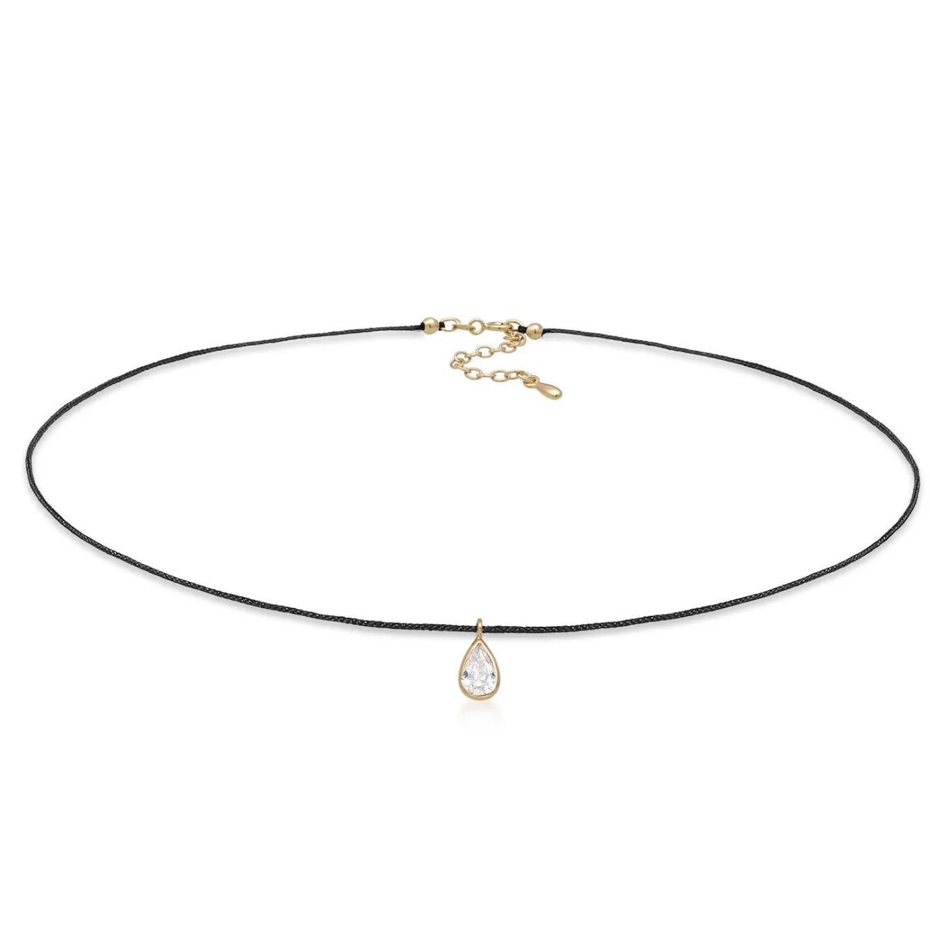 Elli "Choker Tropfen | Kristall (Schwarz), Nylon< Halsketten|Vergoldet