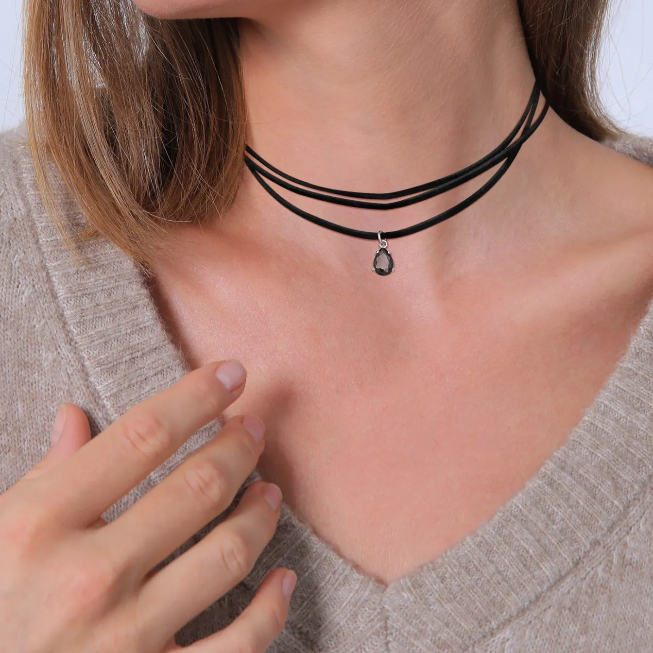 Elli "Choker Tropfen Anhänger | Zirkonia< Halsketten