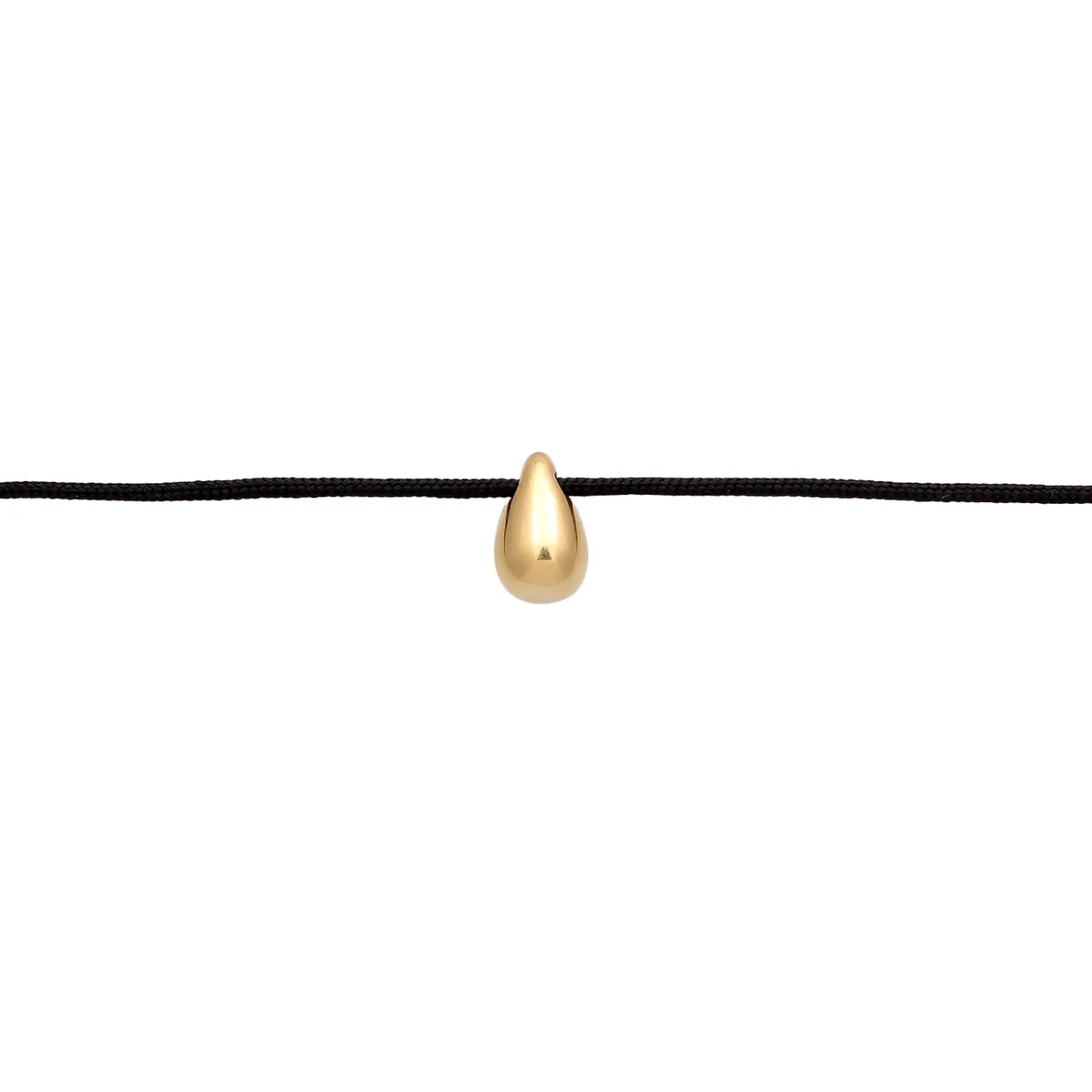 Elli "Choker Tropfenanhänger | Nylon (Schwarz)< Vergoldet|Halsketten