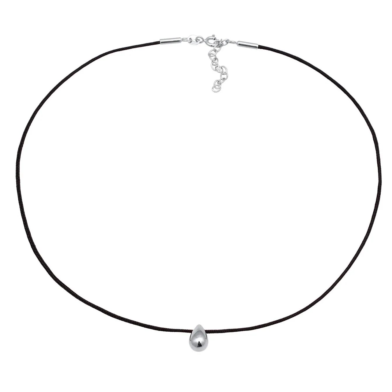 Elli "Choker Tropfenanhänger | Nylon (Schwarz)< Vergoldet|Halsketten