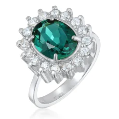 Elli "Cocktail Ring Royal | Zirkonia, Quarz (Weiß, Grün)< Ringe|Vergoldet