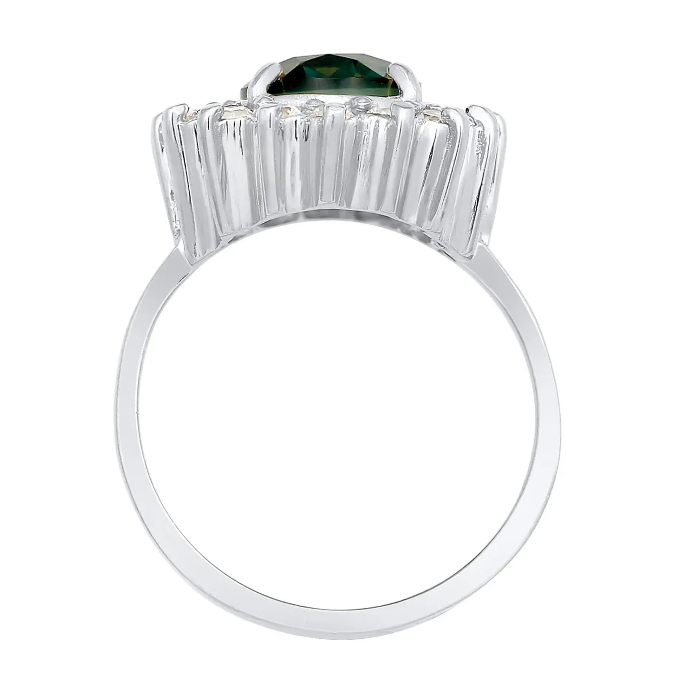 Elli "Cocktail Ring Royal | Zirkonia, Quarz (Weiß, Grün)< Ringe|Vergoldet