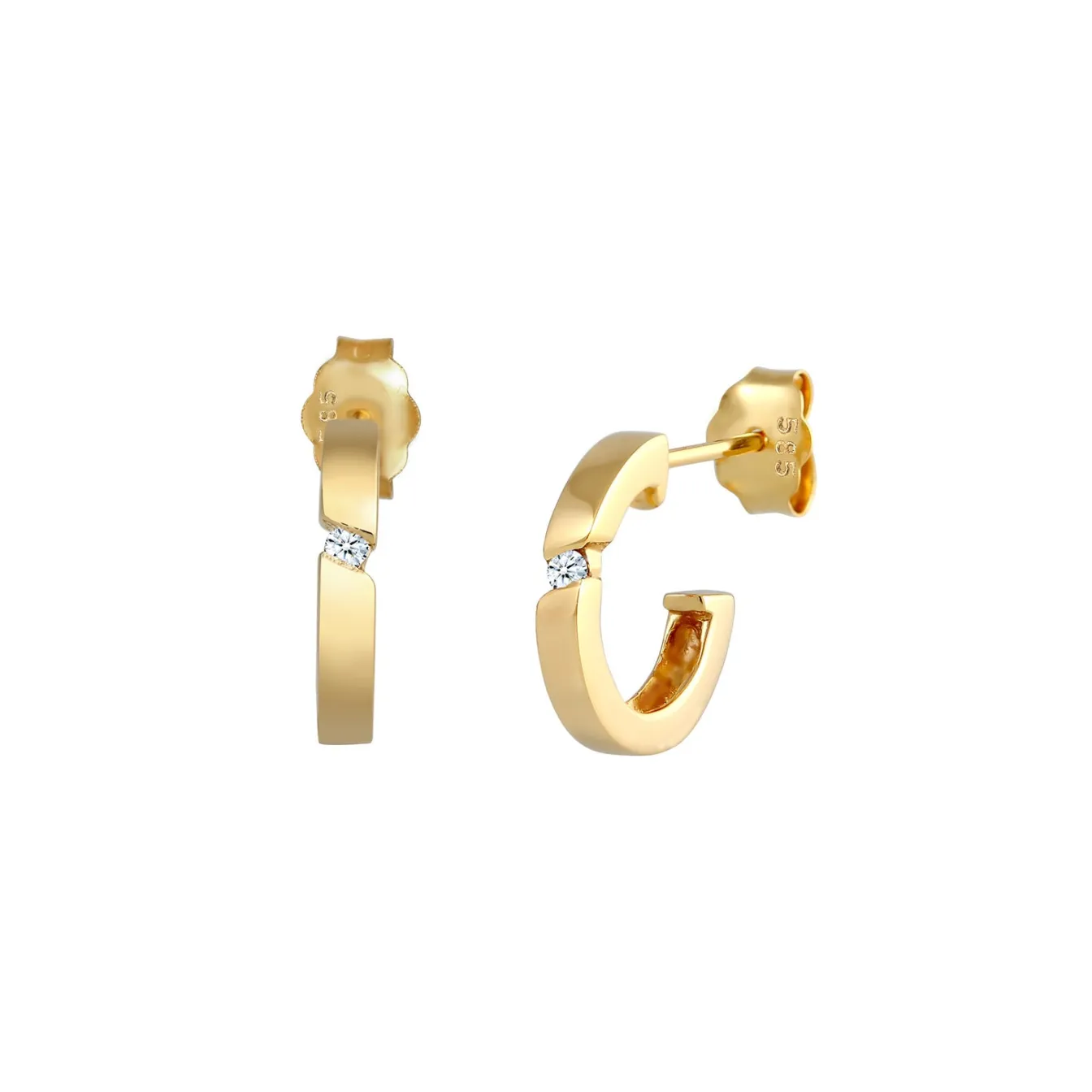 Elli "Creole | Diamant ( Weiß, 0,03 ct )< Ohrringe|Echtgold