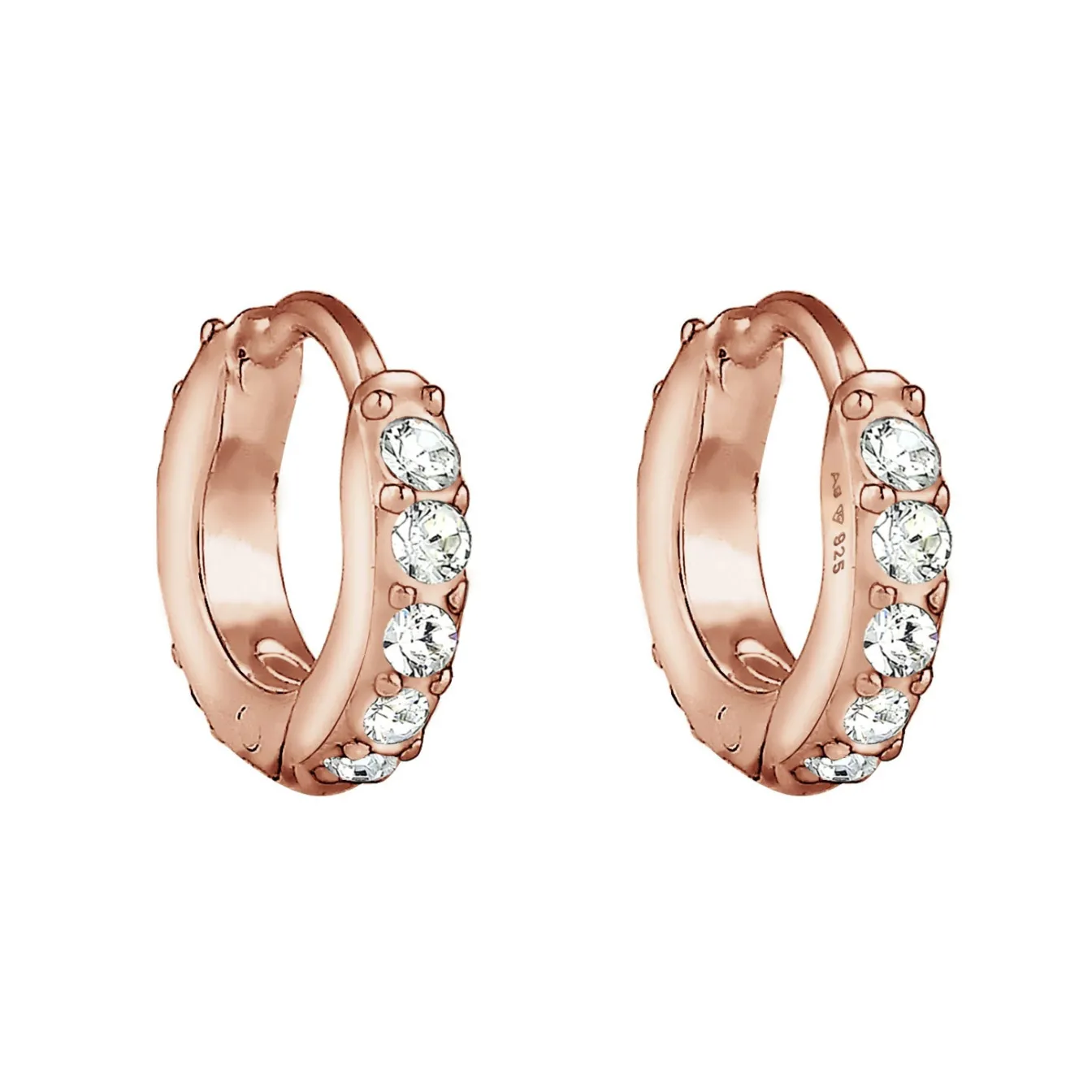 Elli "Creole | Kristall ( Weiß )< Roségold|Ohrringe