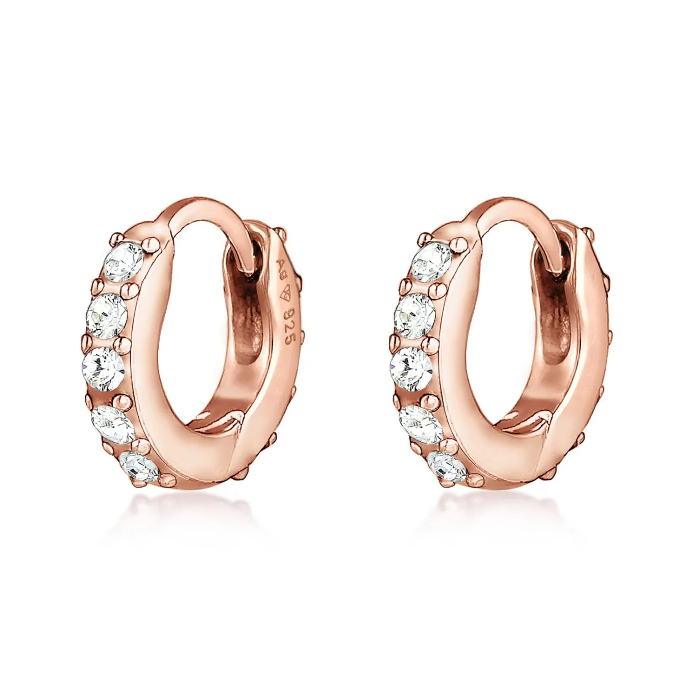 Elli "Creole | Kristall ( Weiß )< Roségold|Ohrringe
