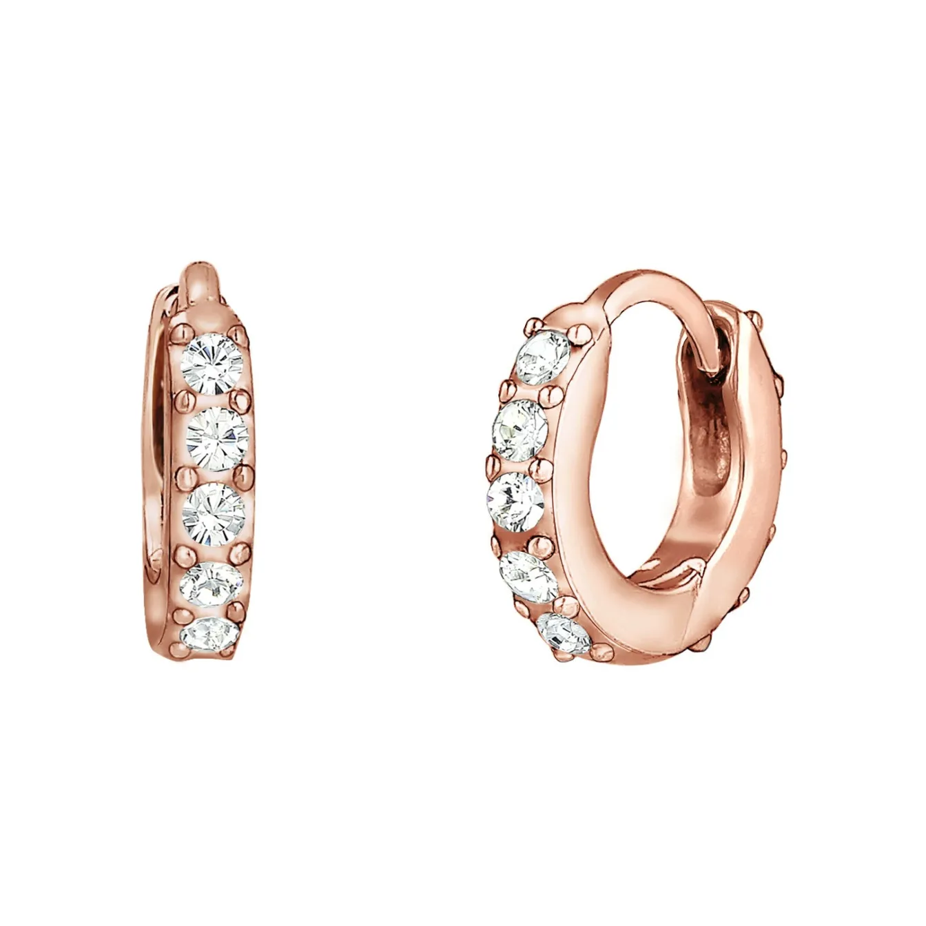 Elli "Creole | Kristall ( Weiß )< Roségold|Ohrringe