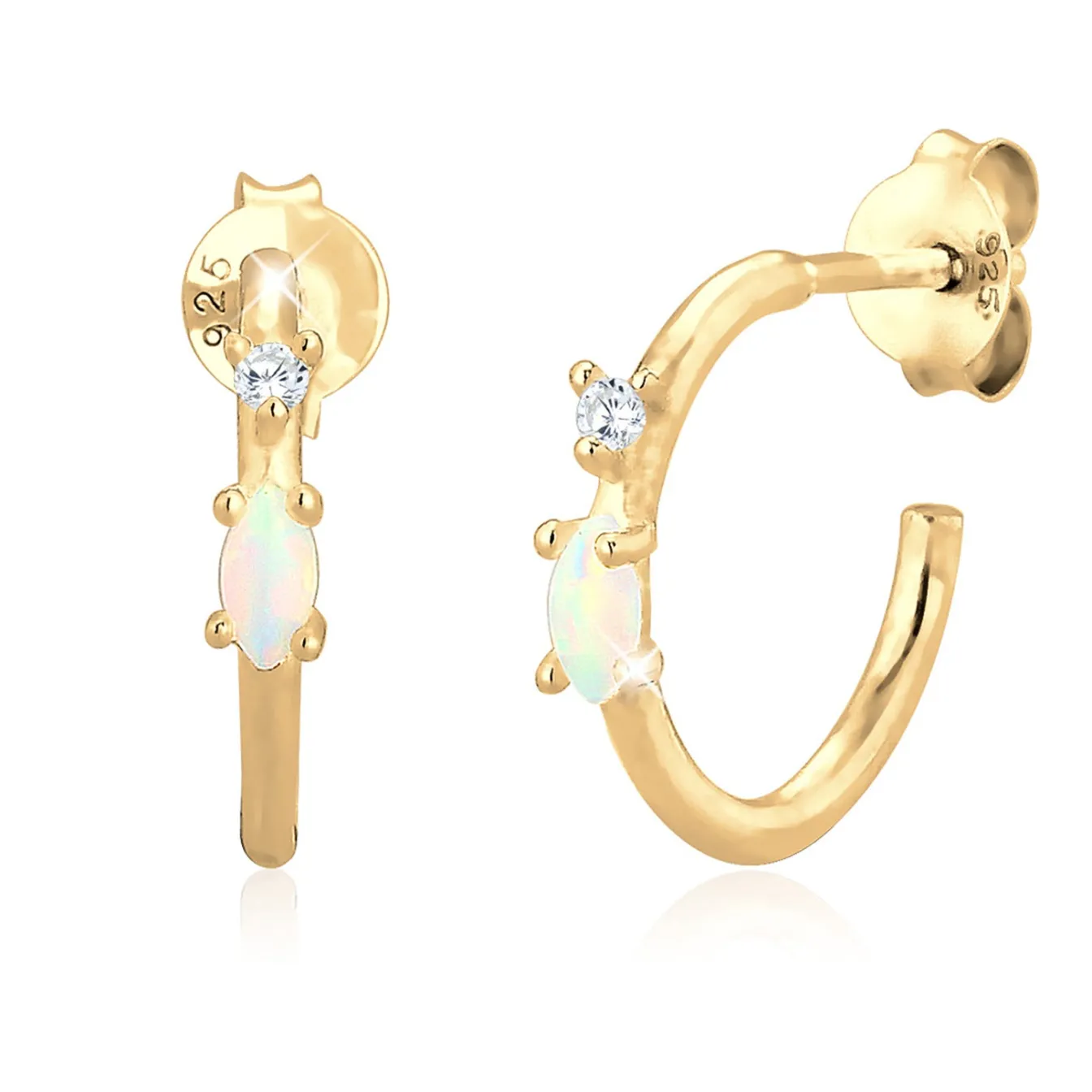 Elli "Creole | Opal ( Weiß )< Silber|Roségold